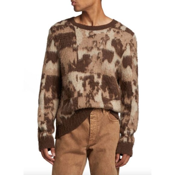 Helmut Lang $450 Jacquard Crewneck Sweater Pullover Knit Size XXL Men's - Picture 1 of 7